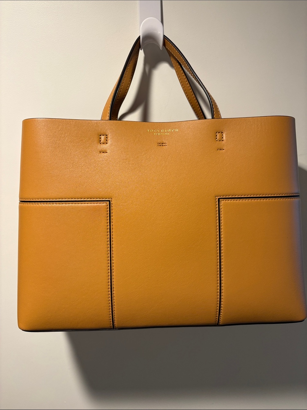 Tory Burch Tan Leather Triple Compartment Tote NEW